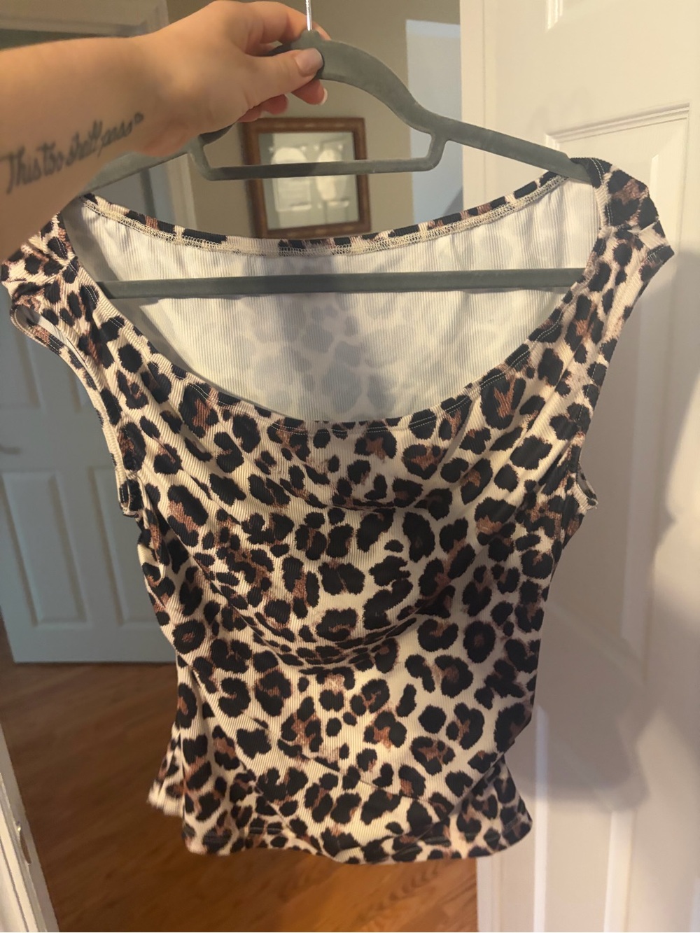 Cider Leopard Print Sleeveless Cowl Neck Top - Brown & Black